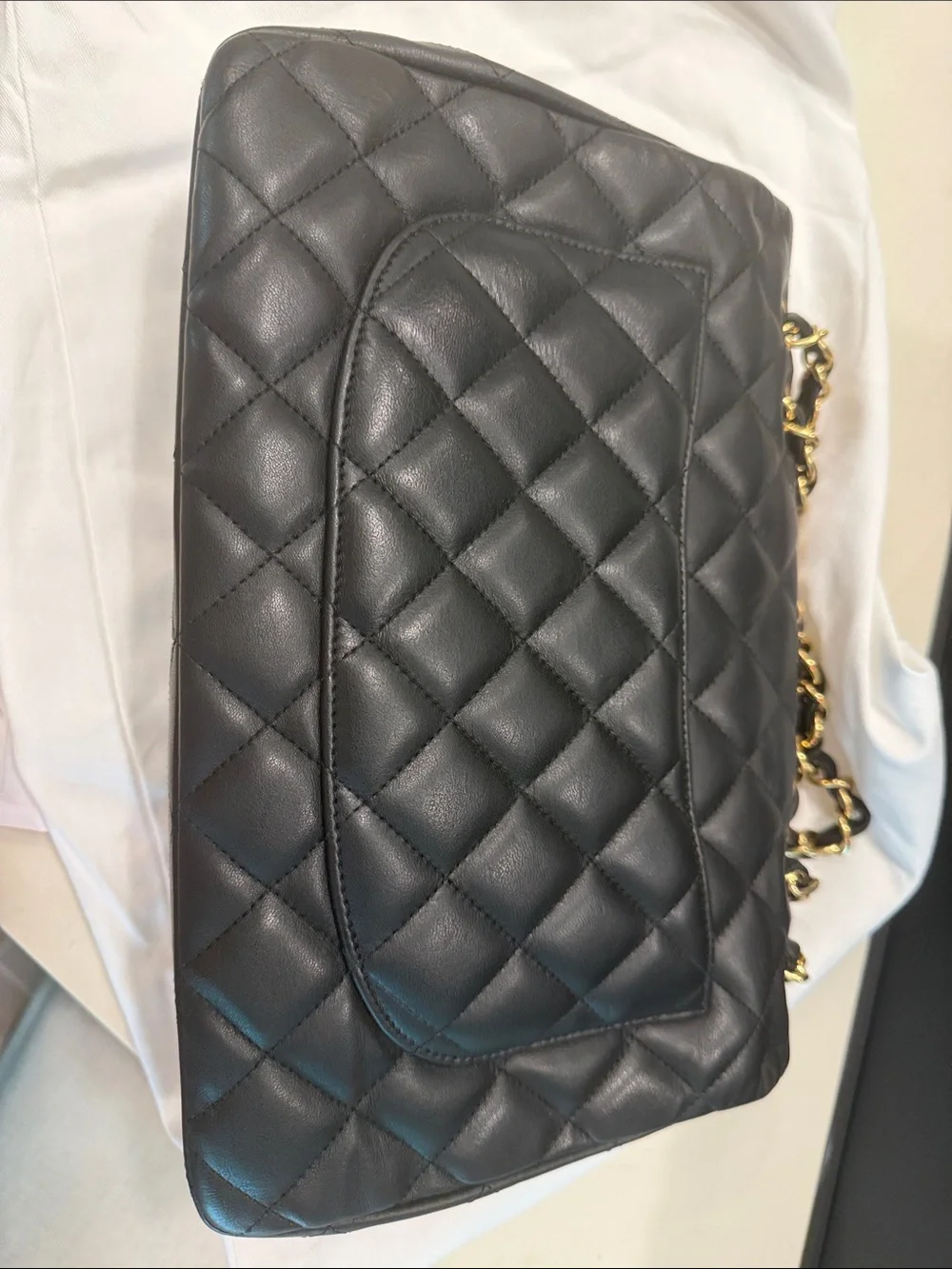 Chanel Jumbo Classic Single Flap Bag Quilted Caviar